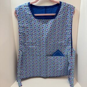 Handmade Tabard Apron Blue Pink Green Geometric Smock Two Pocket